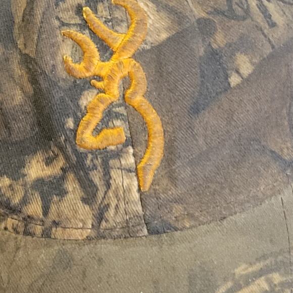 Vintage Browning hat camouflage camo adjustable strap hunting khaki one size - Picture 2 of 9